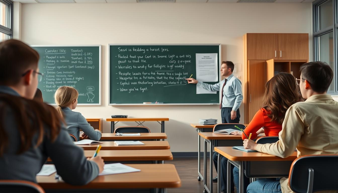 Students studying together in modern classroom